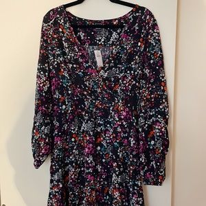 Gap black floral midi dress